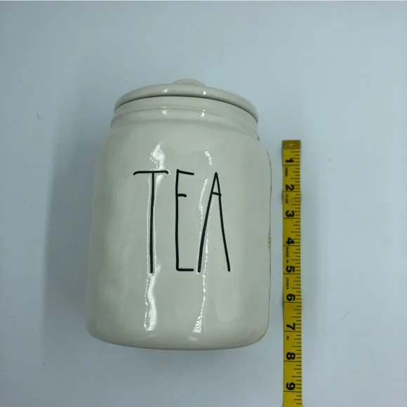 ‼️SALE‼️✨HP✨RAE DUNN ‘Tea’ Canister, Large, Ceramic, Flat Top, Long Letter - Picture 4 of 9
